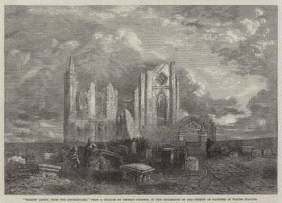 Whitby Abbey, z nádvoří, na výstavě Společnosti malířů akvarelem od George Haydock Dodgson