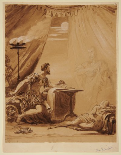 Scéna ze Shakespearova "Julia Caesara": Caesarův duch se zjevuje Brutovi od George Hayter