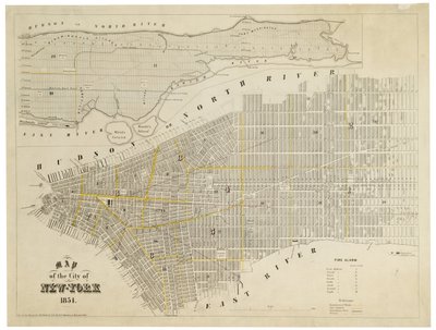 Mapa města New-York, 1854 (rytina, tuš na papíře.) od George Hayward