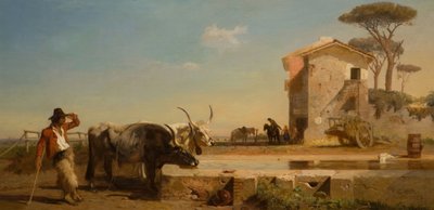 Dobytek na pití v Campagna, Řím, 1854. od George Heming Mason