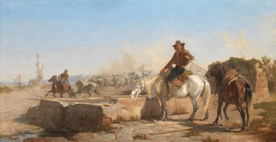 Buttero napájející svého koně v římské Campagna, 1853 od George Hemming Mason