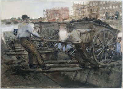 Dělníci táhnoucí těžce nakládací vozík na Jacob van Lennepkade, Amsterdam od George Hendrik Breitner