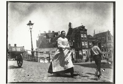 Pohled na ulici na křižovatce Lindengracht Lijnbaansgracht v Amsterdamu od George Hendrik Breitner