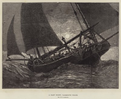 Mlhavá noc, Yarmouth Roads od George Henry Andrews