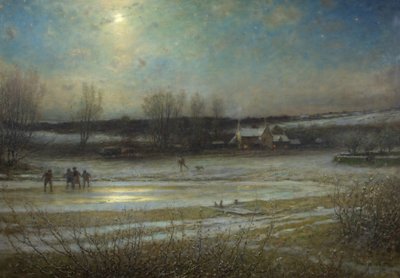Mrazivá noc – rybník Frozen Mill Pond, kolem roku 1904 (olej na plátně) od George Henry Boughton