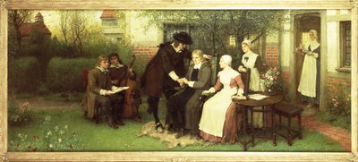 Andrew Marvell (1621-78) na návštěvě svého přítele Johna Miltona (1608-74) od George Henry Boughton