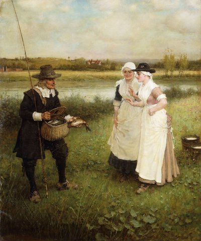 Isaac Walton a dojičky, 1888 od George Henry Boughton