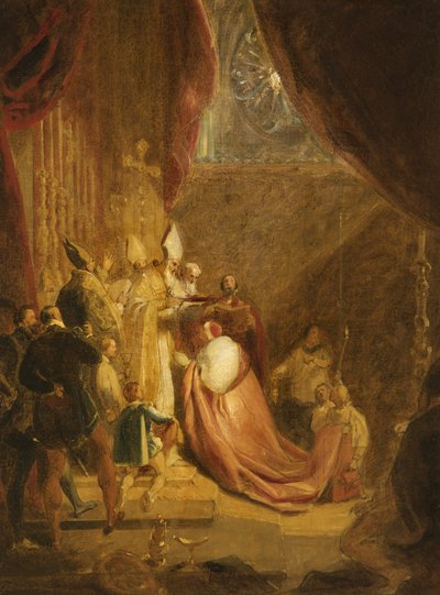 Wolsey přijímá kardinálský klobouk ve Westminsterském opatství od George Henry Harlow
