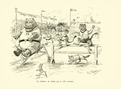 Bariéra nevydržela náraz (litografie) od George Henry Thompson