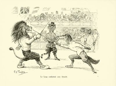 Le Loup combattait avec ferocite (litografie) od George Henry Thompson