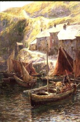 Rybářské lodě, Polperro, Cornwall od George Hillyard Swinstead