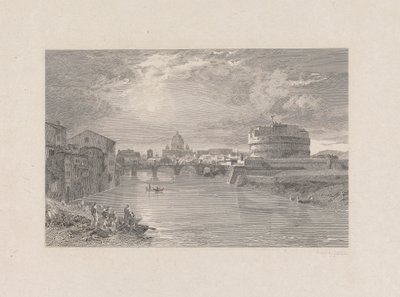 Řím; Most a hrad svatého Angela na řece Tyber od George Hollis