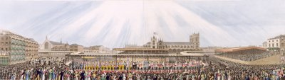 Pohled na korunovační průvod krále Jiřího IV z Westminster Hall do opatství, 19. července 1821 (akvatinta) od George Humphrey