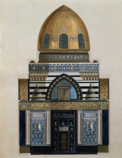 Návrh pro Arab Hall v Leighton House, Londýn, 1880 (wc, kvaš) od George II Aitchison