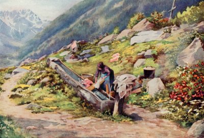 V údolí Chamonix (barevné lito) od George Jackson Flemwell