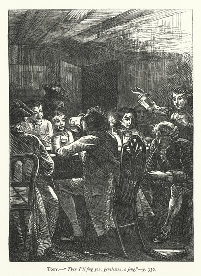 Ilustrace k filmu She Stoops To Conquer (rytina) od George John Pinwell