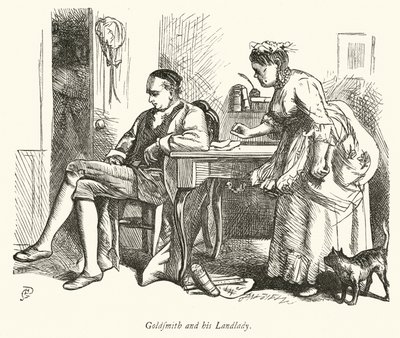 Oliver Goldsmith a jeho bytná (rytina) od George John Pinwell