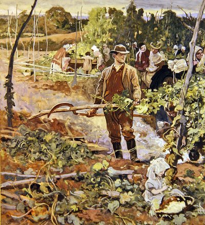 The Gleaners (tužka a akvarel na papíře) od George John Pinwell