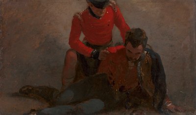 42nd Highlander navštěvující generála 7. husarů, možná Henryho Williama Baylyho, prvního hraběte z Uxbridge, později prvního markýze z Anglesey: studie k „Bitvě u Waterloo“ od George Jones