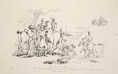 La Sainte Haye: V blízkosti velké budovy, kterou střídavě obývali Přítel a Nepřítel, hospoda. J. Booth, 1816 od George Jones