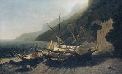 Pohled na Amalfi, Salernský záliv od George Loring Brown