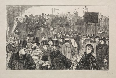 Živý proud na London Bridge - Na mostě od George Louis Palmella Busson Du Maurier