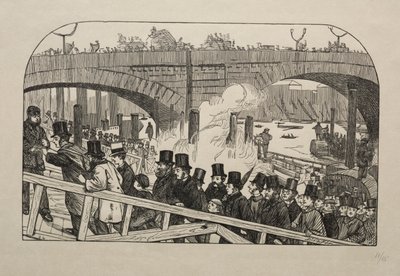 Živý proud na London Bridge - Pod mostem od George Louis Palmella Busson Du Maurier