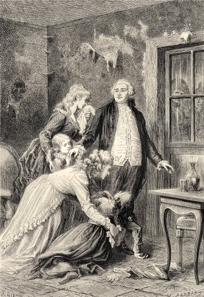 Královo rozloučení s rodinou v lednu 1793 (rytina) od Bartolome Esteban and studio Murillo