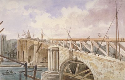 Demoliční práce probíhají na Blackfriars Bridge, 1864 od George Maund