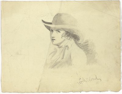 Busta mladíka s kloboukem (recto); hlava anděla (verso) od George Morland