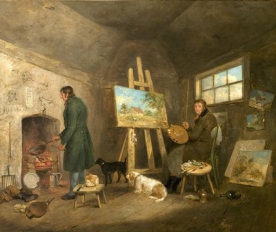 Umělec ve svém studiu a jeho muž Gibbs, 1802 od George Morland