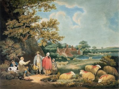 The Shepherds, ryl William Ward (1766-1826), hospoda. od H. Morlanda, 1806 (mezzotintová rytina) od George Morland
