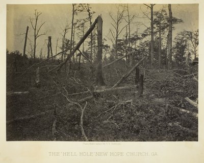 "Pekelná díra", kostel New Hope, GA od George N. Barnard