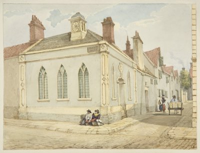 Kaple Nejsvětější Trojice a Almshouse (tužka a akvarel na papíře) od George Orleans Delamotte
