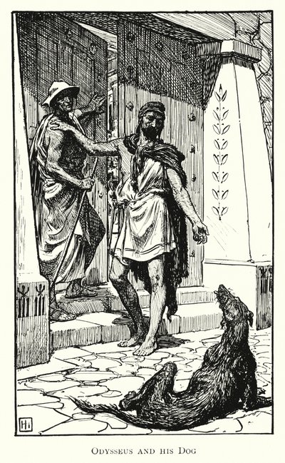 Odyssea: Odysseus a jeho pes (rytina) od George Percy Jacomb Hood