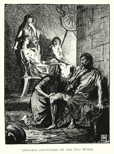 Odyssey: Odysseus objevený starou sestrou (rytina) od George Percy Jacomb Hood