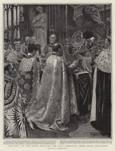 Král a královna přijímají svaté přijímání po jejich korunovaci od George Percy Jacomb Hood