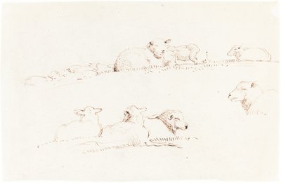 Studie ovcí na pastvě od George Richmond