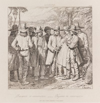 Rolníci konverzující, Mnichov, kolem roku 1821 (lept) od George Robert Lewis