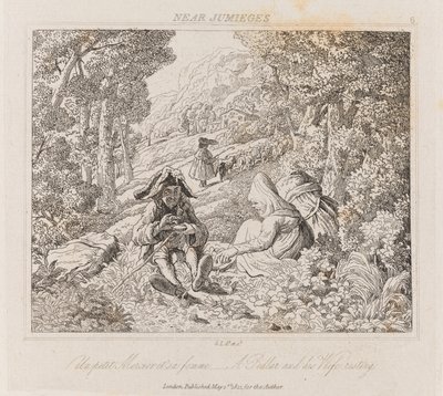 Peddler and Wife near Jumieges, c.1821 (lept) od George Robert Lewis
