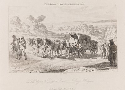Cesta do Rouen z Dieppe, Diligence, ca. 1821 (lept) od George Robert Lewis