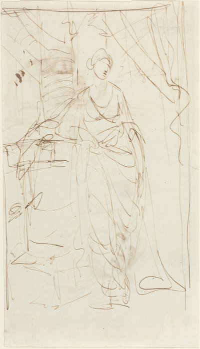 Elegantní dáma v klasickém oděvu [líc] od George Romney