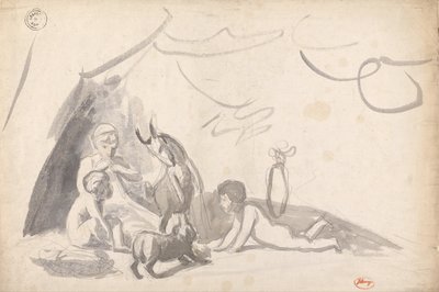 Děti s kozou a psem od George Romney