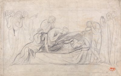 Postavy truchlící u mohyly ženy od George Romney
