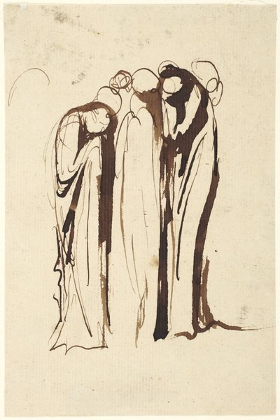 Skupina stojících postav, které pláčou od George Romney