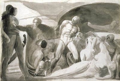 Howard Visiting a Lazaretto (pero a inkoust a mytí na papíře) od George Romney