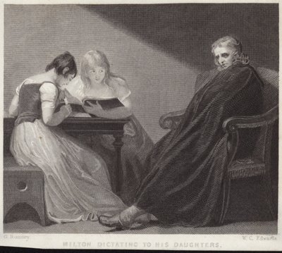 John Milton diktuje svým dcerám od George Romney