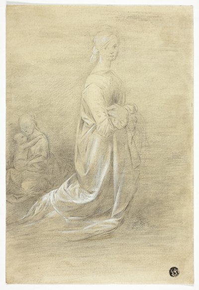 Klečící žena, sedící matka a dítě od George Romney
