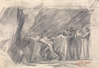 MacBeth v jeskyni čarodějnic: aneb Canidia a mládí aneb Otevření archy od George Romney