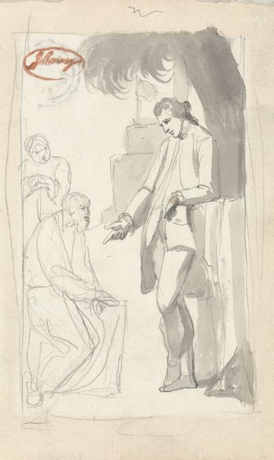 Major Pierson a Brahman (šedá barva a grafit na položený papír) (viz 153906) od George Romney